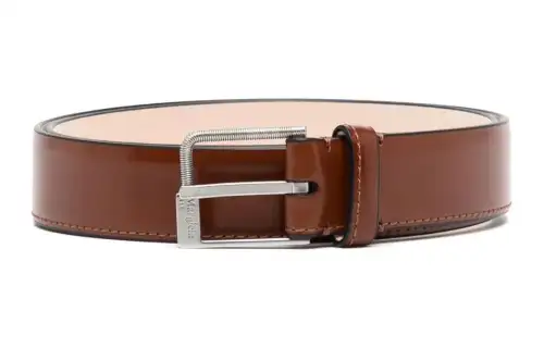 Maison Margiela Carving Logo Pin Buckle Leather Belts Women's Umber Width 3CM