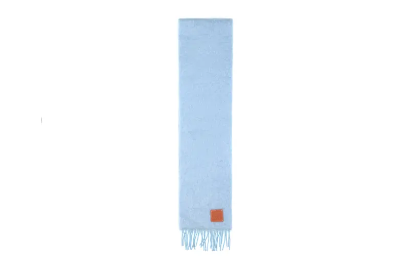 LOEWE Wool Mohair Knit Scarves Women's Blue