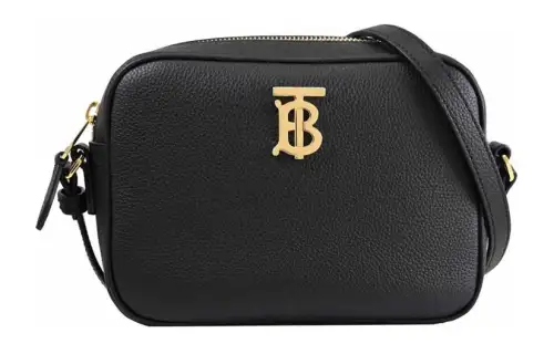 Burberry Litchi Grain Cow Leather Camera Bag, Shoulder Bag, Crossbody Bag Women's Black