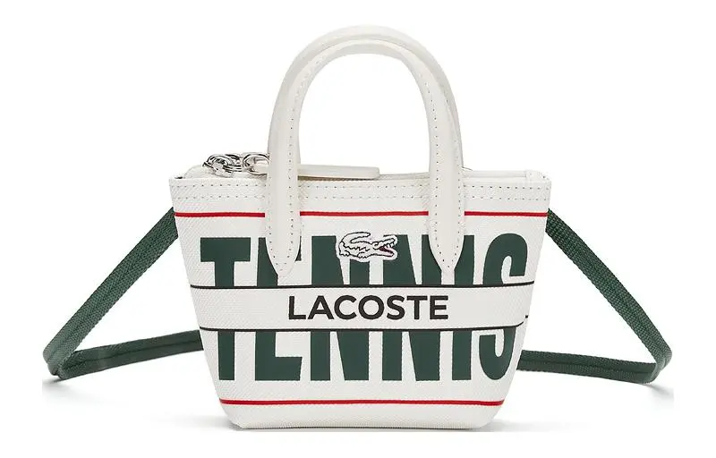 LACOSTE PVC Shoulder Bag, Crossbody Bag, Handbag Mini Women's Ecru