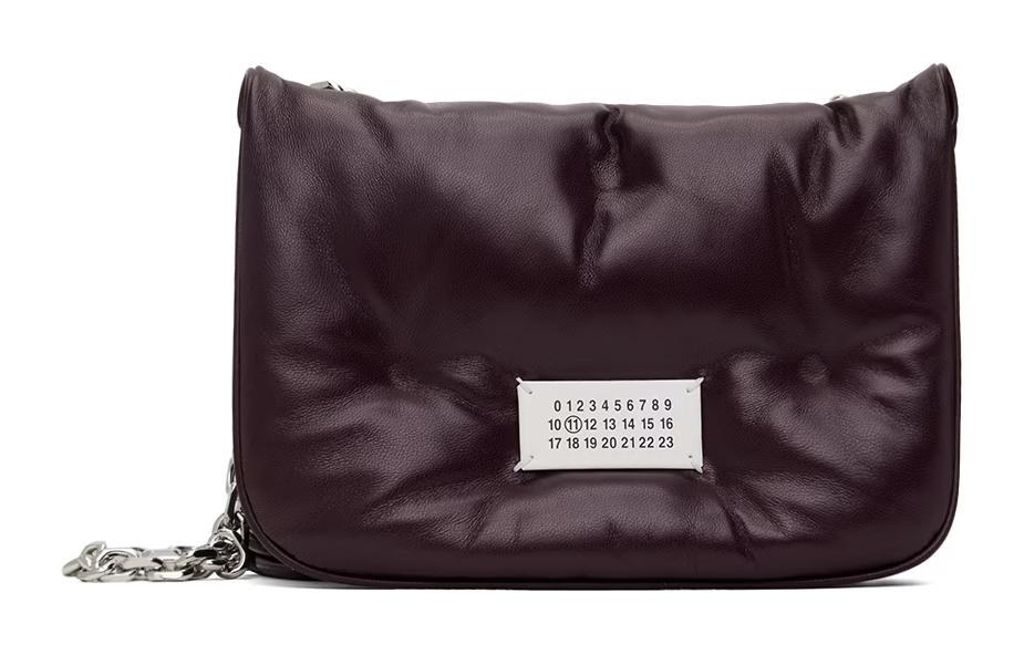 Maison Margiela Glam Slam Grain Nappa Leather Crossbody Bag, Shoulder Bag Women's Burgundy