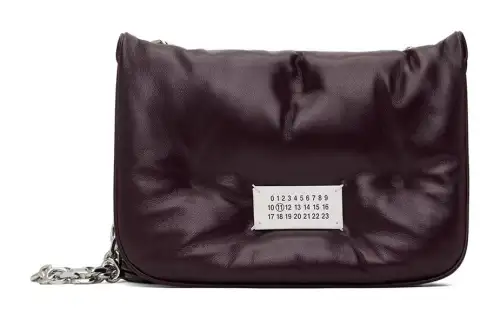 Maison Margiela Glam Slam Grain Nappa Leather Crossbody Bag, Shoulder Bag Women's Burgundy