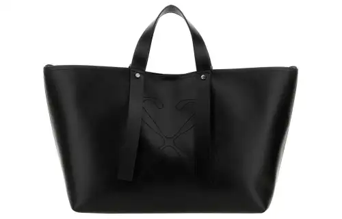 OFF WHITE Magnetic Button Closure Logo Embroidered Medium Tote Bag
