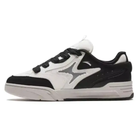 ANTA AOJIE Skateboard Shoes Men Low-Top Black Ivory White