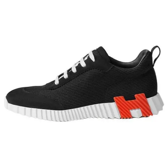 HERMES Bouncing Casual Shoes Men Low-Top Black