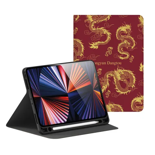 Xiaogu trendy Chinese style Chinese New Year personalized men's silicone leather pattern suitable for Apple iPad Pro 12.9-inch/2022 version/9/8/7/10.2-inch/10th generation 10.9/air5/4/11-inch/2020 tablet protective case