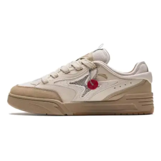 ANTA AOJIE Skateboard Shoes Women's Low-Top Beige Brown