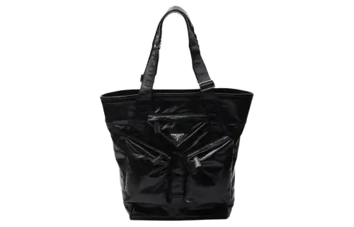PRADA Leather Shoulder Bag Men's Black