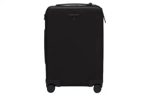 PRADA Fabric With Leather Suitcase Luggage Men's Black