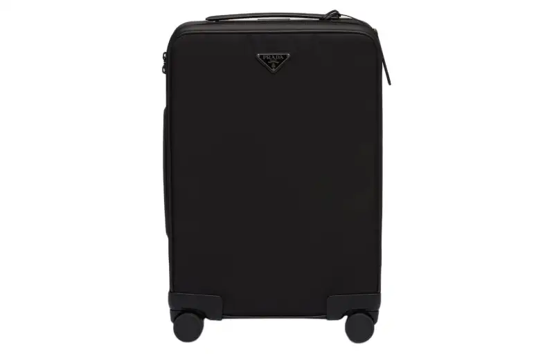 PRADA Fabric With Leather Suitcase Luggage Men's Black