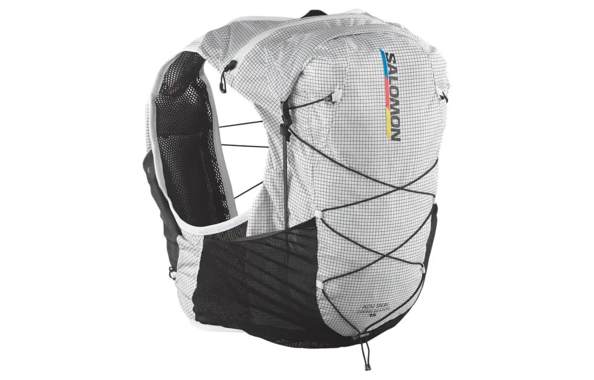 SALOMON 15L Backpack Outdoor Bag Waterproof Fabric White & Black Men's
