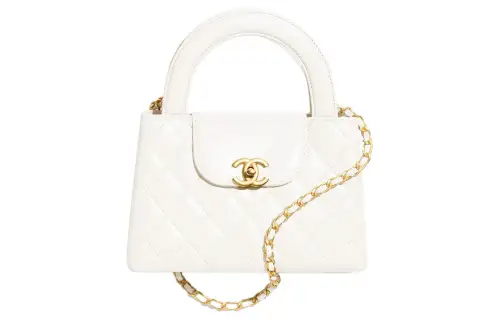 CHANEL Cow Leather Material Gold Metal Crossbody One Shoulder Handbag Mini Women's White