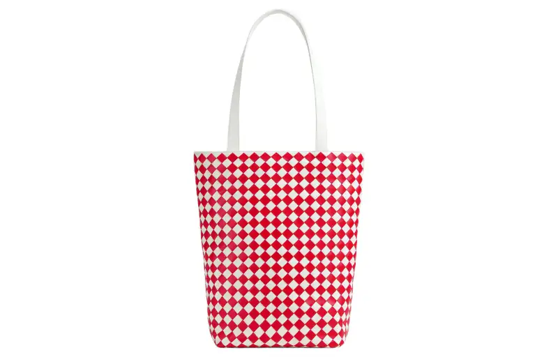 Bottega Veneta Cow Leather Tote Bag, Shopping Bag, Handbag Small Men's Glacier & Glossy Red