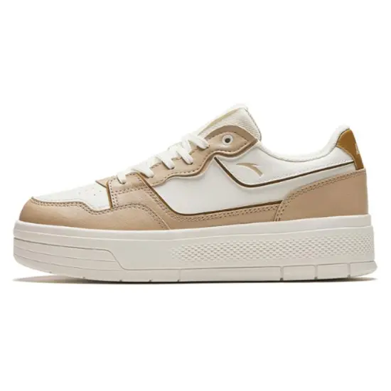 ANTA Life Collection Skateboard Shoes Women's Low-Top Beige Brown