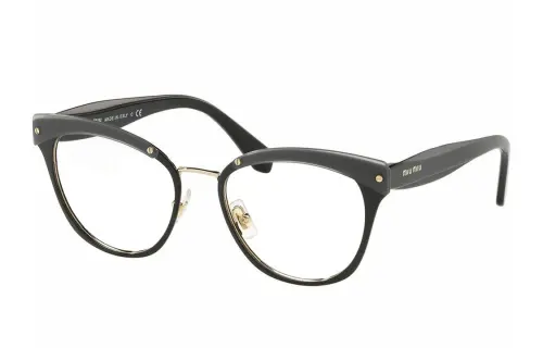 MIU MIU Acetate Metal Irregular Shape Eyeglass Frames Women's Black