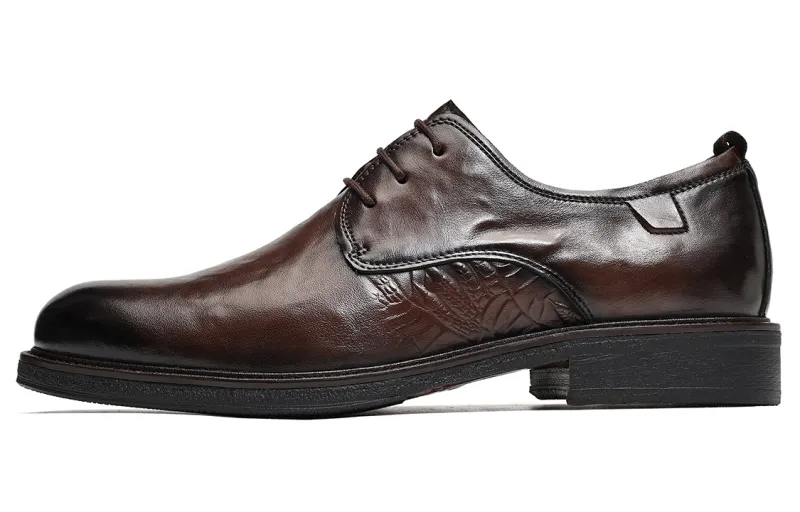 Qianbaidu C°BANNER cow leather classic business wedding formal leather shoes men's brown