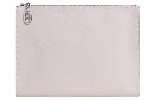 HERMES Zipengo Evercolor Calfskin Makeup Bag Clutch Large Women's 09 Mauve Pale Dream Purple