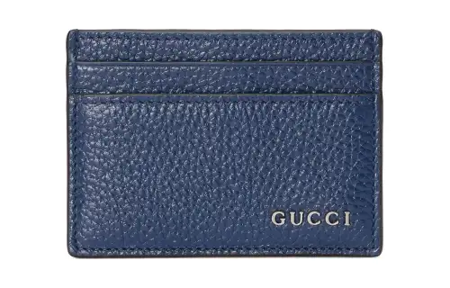 GUCCI Cruise Leather Card Holder Men's Blue