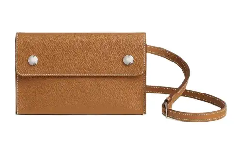 HERMES Epsom Leather Wallet, Crossbody Bag, Shoulder Bag Men's 37 Gold Brown