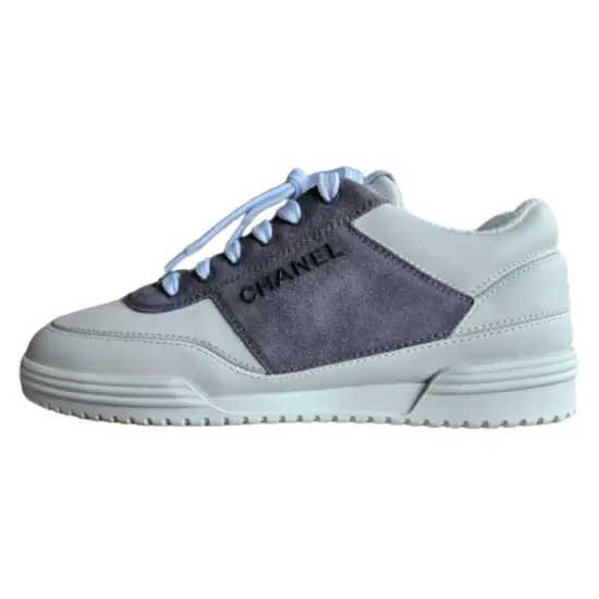 CHANEL Skateboard Shoes Women's Low-Top Gray White