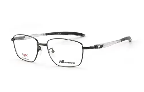 New Balance Printed Pattern Titanium Irregular Shape Eyeglass Frames Unisex Black