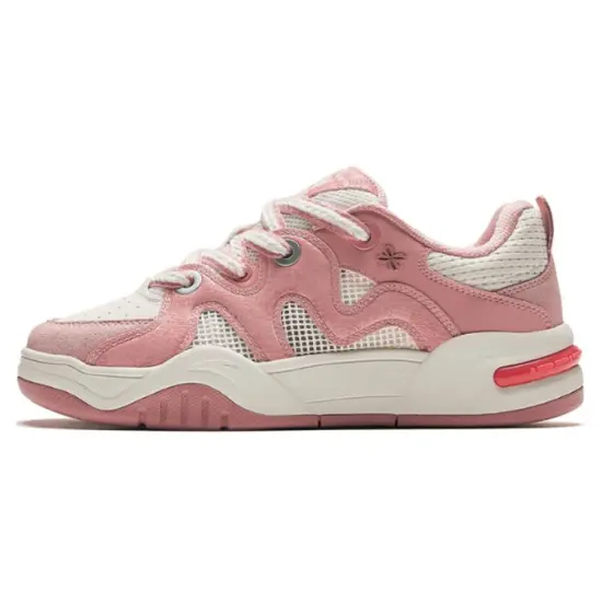 ANTA Life Collection Skateboard Shoes Women's Low-Top Pink Beige