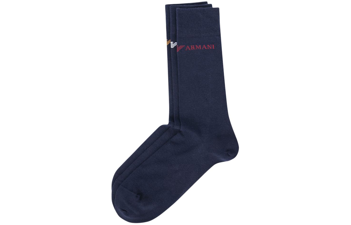 EMPORIO ARMANI Knee High Socks Men’s 3 Pack Navy Blue