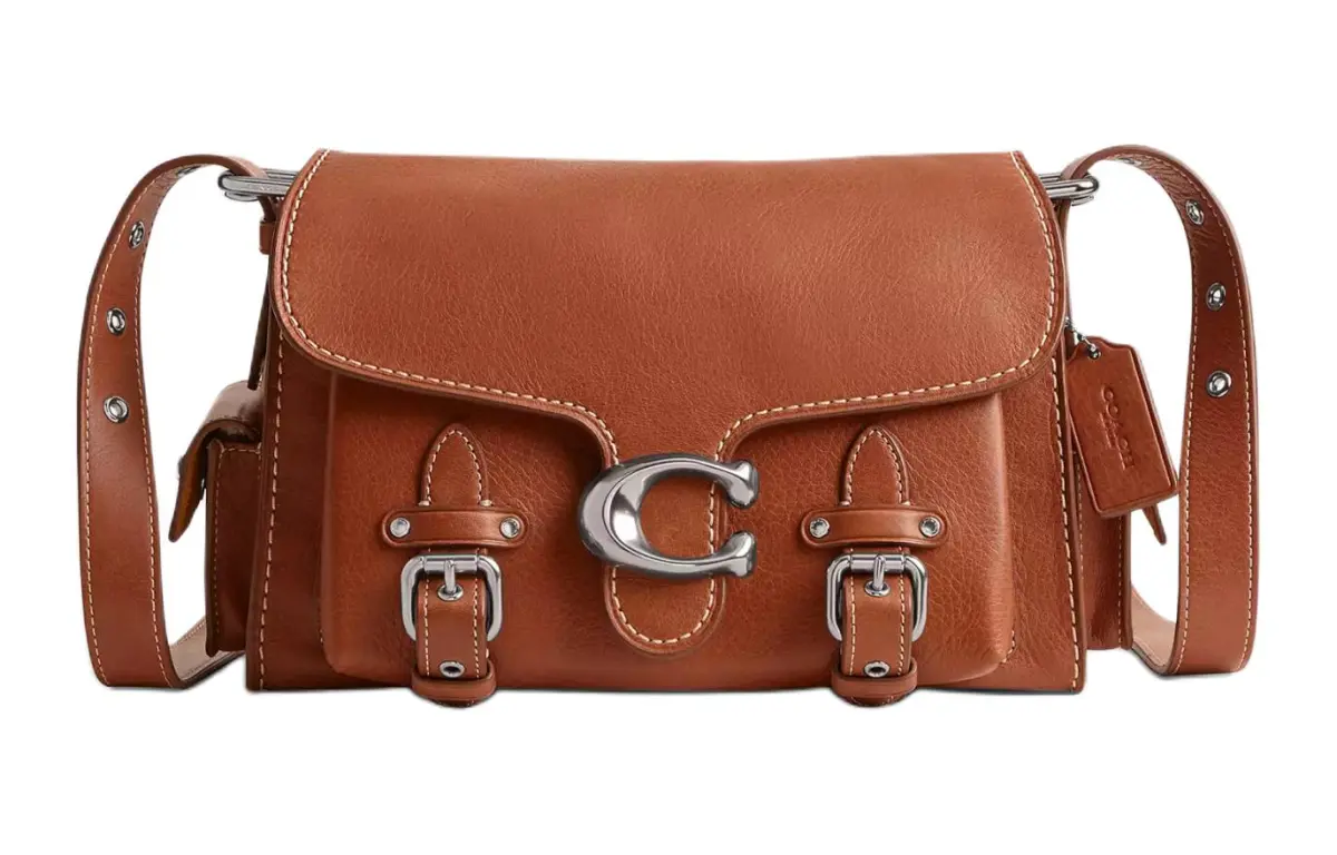 COACH Soft Tabby Grain Leather Shoulder Bag, Crossbody Bag Medium Women's Silver & Polished Amber
