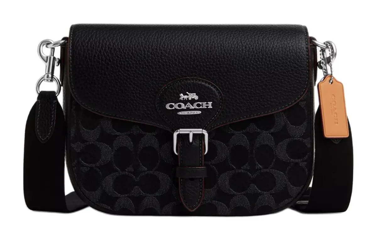 COACH Amelia Iconic Denim Shoulder Bag, Crossbody Bag Medium Women's Silver & Black