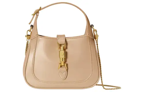 GUCCI Jackie 1961 Leather Crescent Bag, Shoulder Bag, Crossbody Bag, Handbag Extra Mini Women's Light Beige