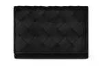 Bottega Veneta Bifold Cow Leather Card Holder Men's Black