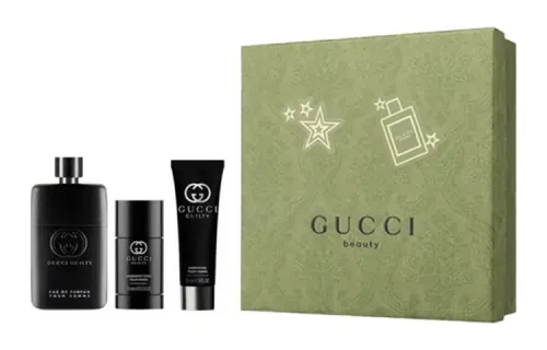 GUCCI Gucci, perfume, antiperspirant, shower gel, gift box, wooden set, woody notes, 3 pieces