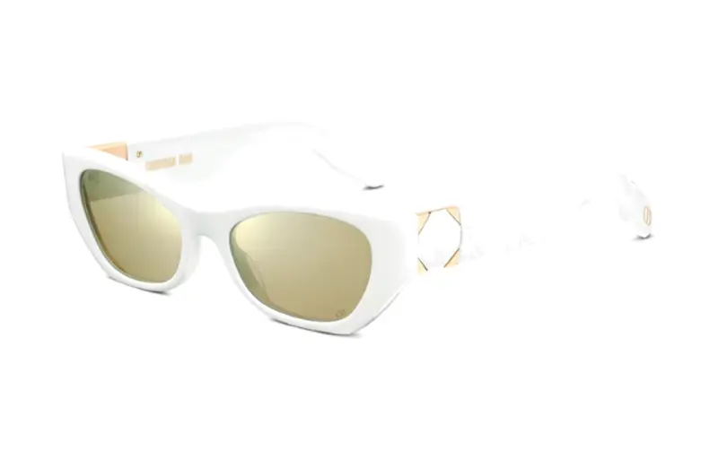 DIOR Acetate Irregular Shape Sunglasses Women's White