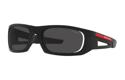 PRADA Acetate Rectangular Sunglasses Unisex Black