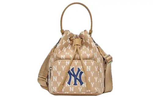 MLB Monogram Collection Polyester Bucket Bag, One Shoulder Handbag, Crossbody Bag Regular Unisex Khaki