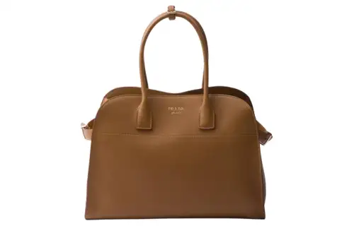 PRADA Leather Tote Bag, Shopping Bag, Handbag Large Women's Caramel
