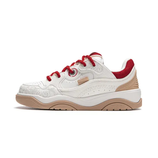 LINING Zhi Cheng 2.0 Skateboard Shoes Unisex Low-Top Mist White/Samba Red