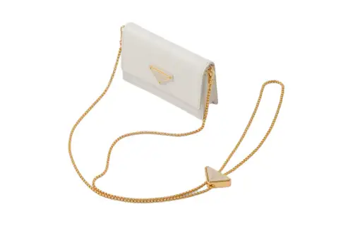 PRADA Saffiano Leather Card Holder Women's White