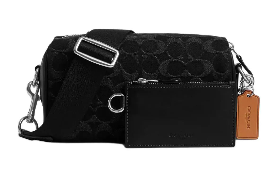 COACH AXEL Iconic Denim With Smooth Calfskin Shoulder Bag, Crossbody Bag Small Women's Black
