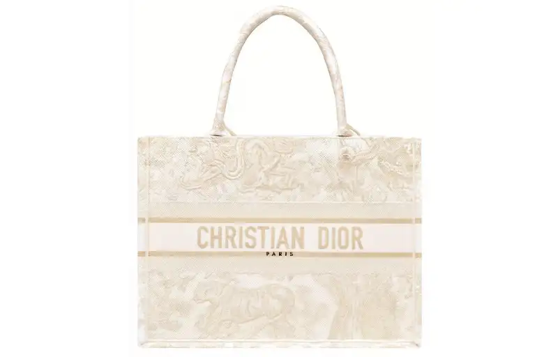 DIOR BookTote Embroidery Tote Bag, Shopping Bag, Shoulder Bag, Handbag Medium Women's Gold