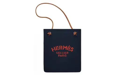 HERMES Aline Canvas Bag, Shoulder Bag Unisex Indigo & Gold Brown