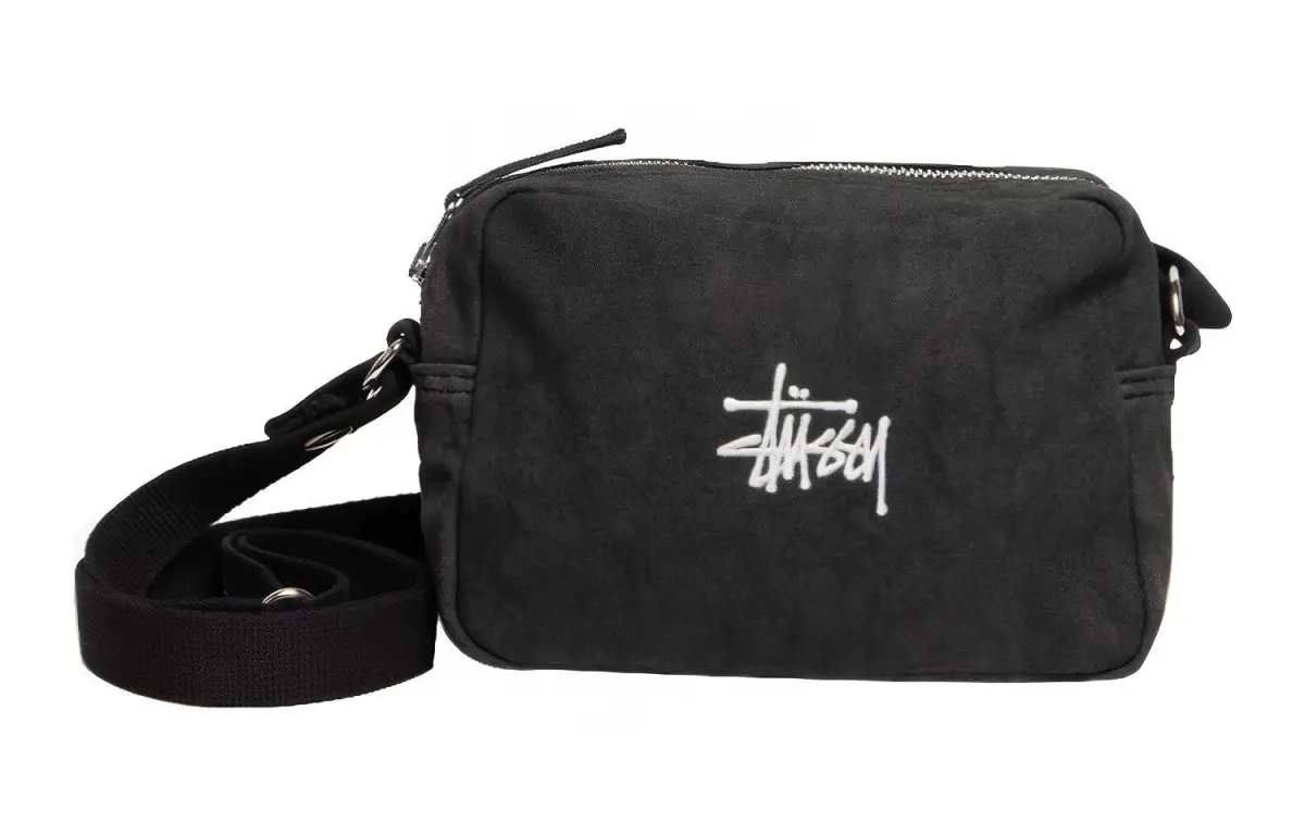 Stussy Cotton Shoulder Bag, Crossbody Bag Regular Unisex Black