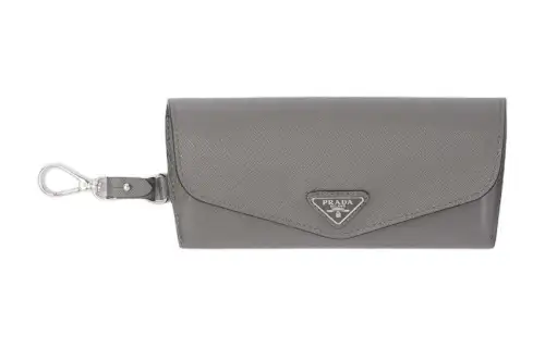 PRADA Saffiano Leather Eyeglass Pouch Small Men's Marble Gray