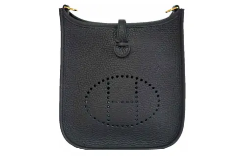 HERMES Evelyne Clemence Bullock Leather Crossbody Bag, Shoulder Bag 16 Women's Black/Ebony
