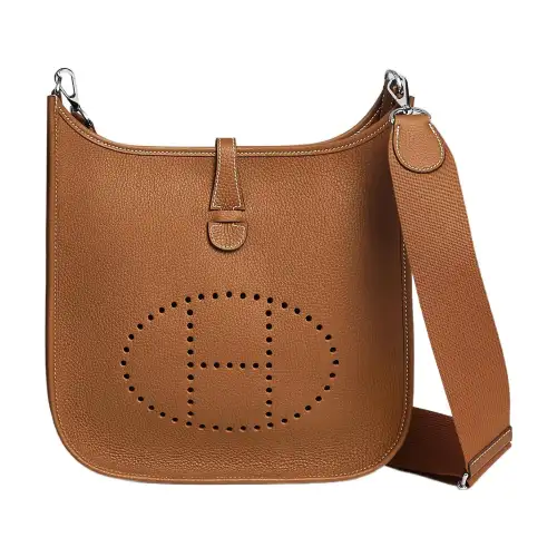 HERMES Evelyne Clemence Calfskin Crossbody Bag, Shoulder Bag 29 Women's 37 Gold Brown