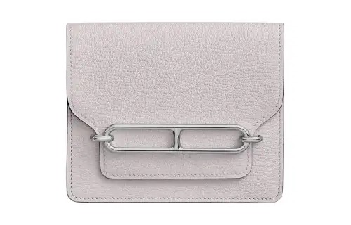 HERMES Roulis Mysore Goat Skin Wallet Women's 09 MAUVE PALE Dream Purple