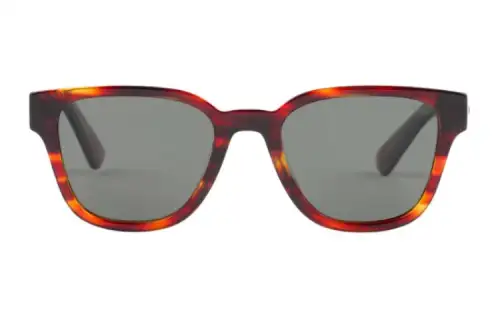 PRADA Acetate Metal Irregular Shape Sunglasses Men's Red Brown