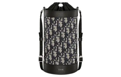 DIOR Aqua Leather Thermos Cup Holder Bag Accessory Unisex Beige & Black