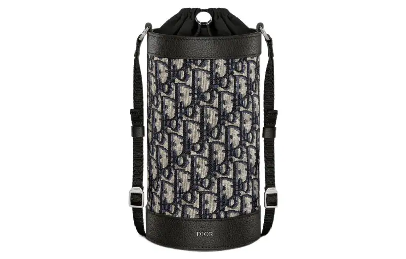 DIOR Aqua Leather Thermos Cup Holder Bag Accessory Unisex Beige & Black