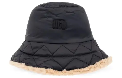 UGG Logo patch quilted edges Polyester Acrylic Modacrylic Bucket Hat Women's Black